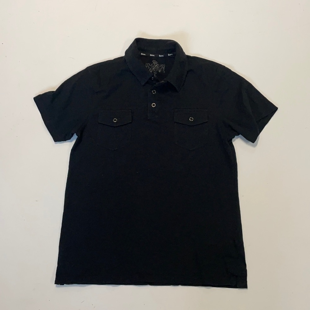 Guess men’s large black short sleeve polo shirt dragon logo on back